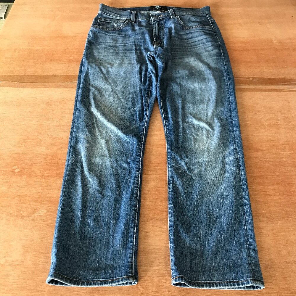 7 For All Mankind Luxe Performance The Straight Jeans Men 29x25 Blue Mid Rise